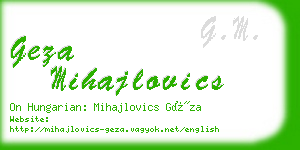 geza mihajlovics business card